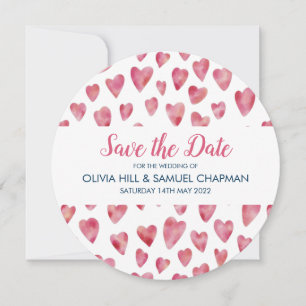 Tarjeta de aviso de fecha de corazón rosa