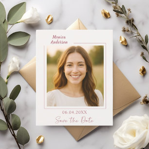 Tarjeta de aviso de fecha de cumpleaños marfil ros