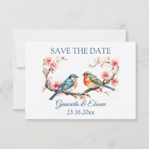 Tarjeta de aviso de fecha de editable Lovebirds