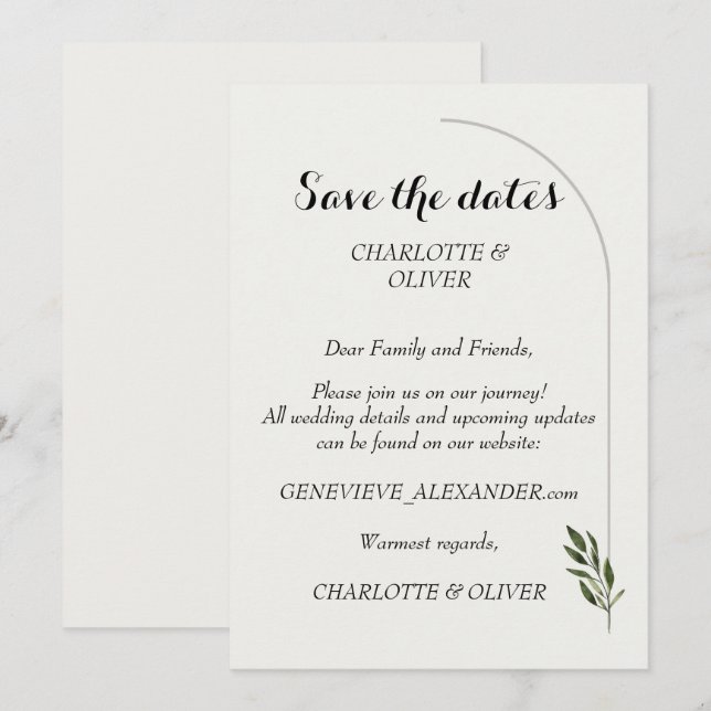 Tarjeta de aviso de fecha de elegante vegetación b (Anverso / Reverso)