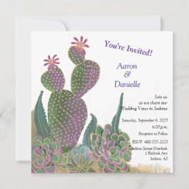 Tarjeta de aviso de fecha de flor de cactus