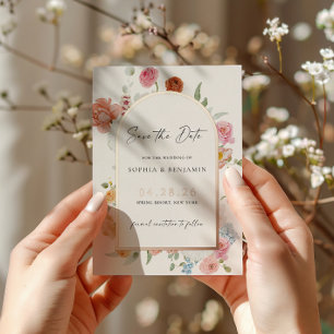 Tarjeta de aviso de fecha de flores de primavera e