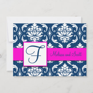 Tarjeta de aviso de fecha de fucsia azul marino da