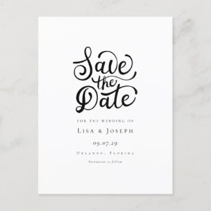 Tarjeta de aviso de fecha de minimalist en negro y