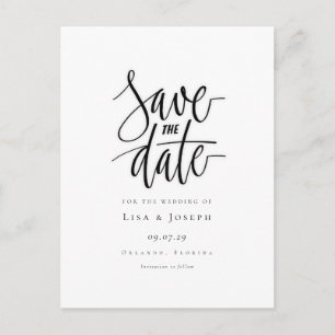 Tarjeta de aviso de fecha de minimalist negro y bl