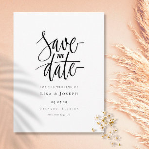 Tarjeta de aviso de fecha de minimalist script en 