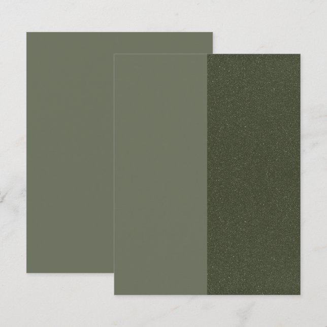 Tarjeta de aviso de fecha de musgo verde con textu (Anverso / Reverso)