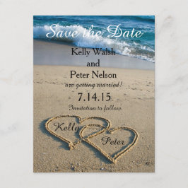 Tarjeta de aviso de fecha de playa Heart on the Sh