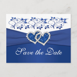 Tarjeta de aviso de fecha de Royal Blue y blanco