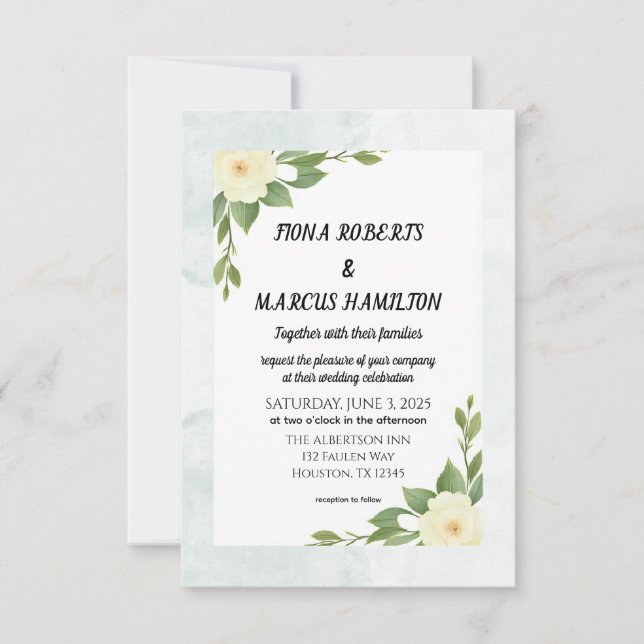 Tarjeta de aviso de fecha de rustic floral y minim (Anverso)
