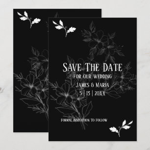 Tarjeta de aviso de fecha de semi formal en negro