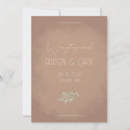 Tarjeta de aviso de fecha de terracota boho minima