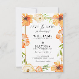 Tarjeta de aviso de fecha naranja floral