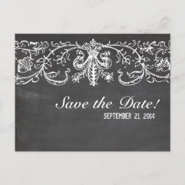 Tarjeta de aviso de fecha vintage de pizarra con e