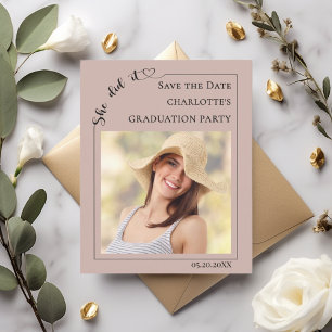 Tarjeta de aviso de fiesta de graduación con foto 