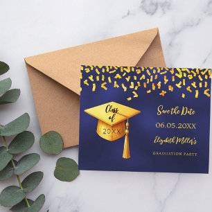 Tarjeta de aviso de fiesta de graduación de oro az