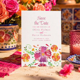 Tarjeta de aviso de fiesta floral mexicana colorid