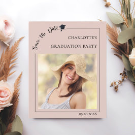 Tarjeta de aviso de graduación rosa con foto