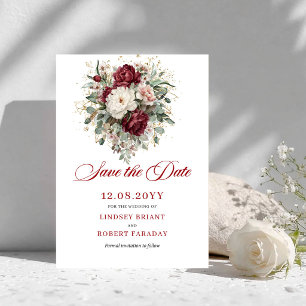 Tarjeta de aviso de lujo Rosa Borgoña Dorado