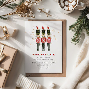 Tarjeta de aviso de Navidad con cascanueces rojo y