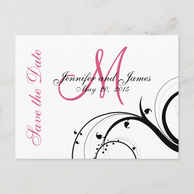 Tarjeta de aviso de Pink, Black, White Swirls (Anverso)
