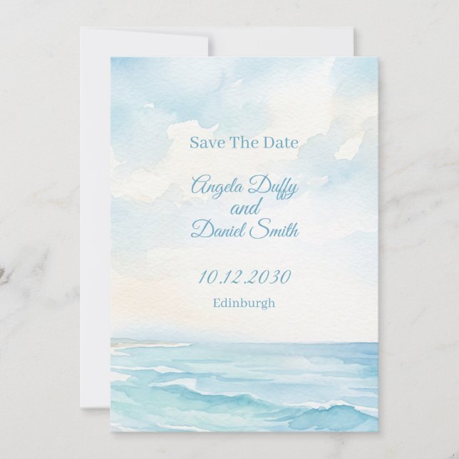 Tarjeta de aviso de playa con acuarela (Anverso)
