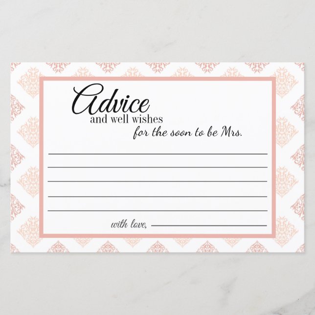 Tarjeta de aviso de Rubor Damask de Peach (Anverso)
