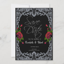 Tarjeta de aviso de salvación gótico de rosas roja