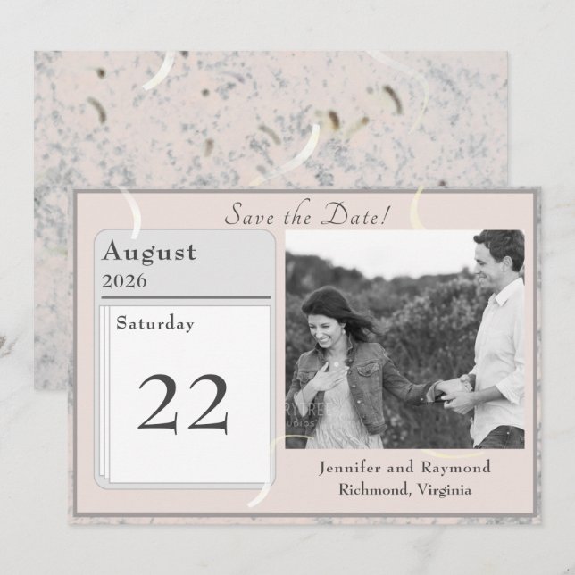 Tarjeta de aviso de salvación plana jaspeada rosa  (Anverso / Reverso)