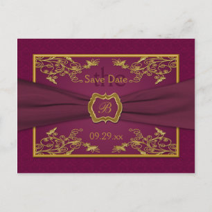 Tarjeta de aviso de vino y oro con estampado flora