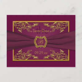 Tarjeta de aviso de vino y oro con estampado flora