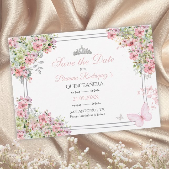 Tarjeta de aviso floral rosa y verde (Subido por el creador)