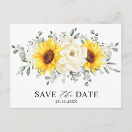 Tarjeta de aviso Sunflower Ivory Peony Eucalyptus 
