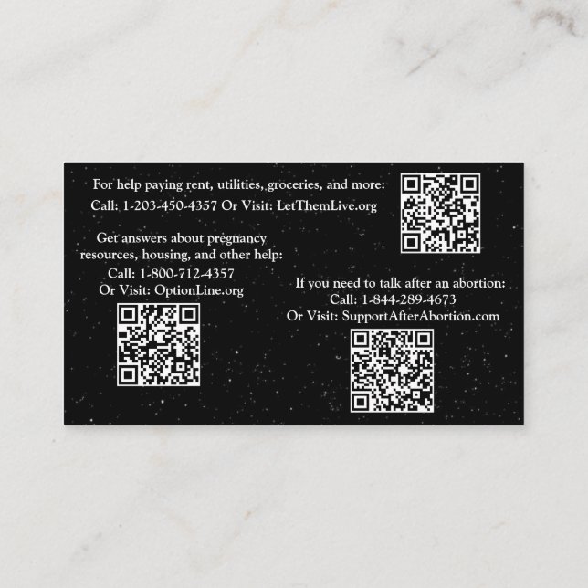 Tarjeta de ayuda para el embarazo y después del ab (Reverso)