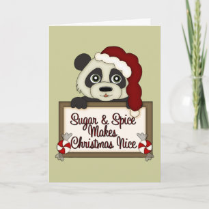 Tarjeta de azúcar y especias Panda para navidades