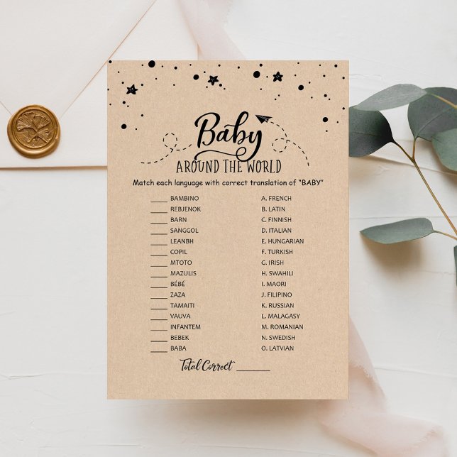 Tarjeta de Baby Shower Bebé alrededor del mundo co (Subido por el creador)