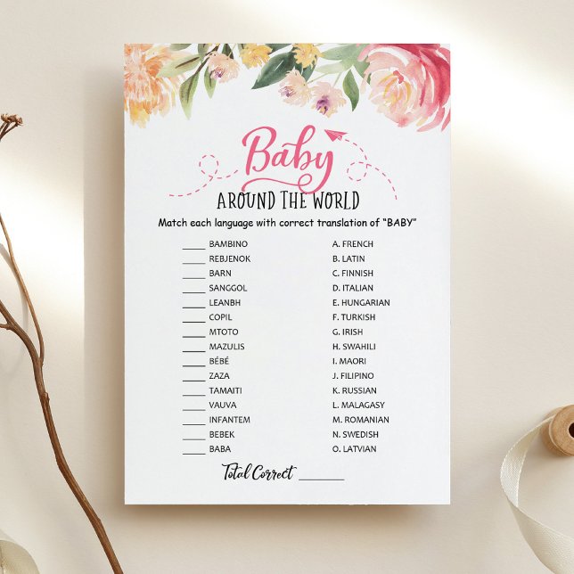 Tarjeta de Baby Shower Bebé alrededor del mundo co (Subido por el creador)