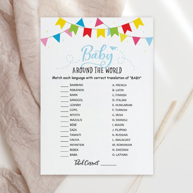 Tarjeta de Baby Shower Bebé alrededor del mundo co (Subido por el creador)
