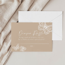 Tarjeta de Baby Shower Boho Beige Diaper Raffle