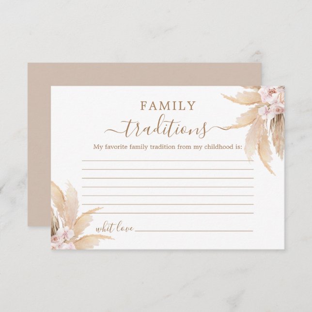 Tarjeta de Baby Shower Boho Family Traditions (Anverso / Reverso)