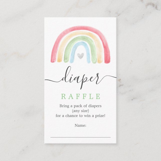 Tarjeta de Baby Shower Boho Rainbow Diaper Raffle (Anverso)