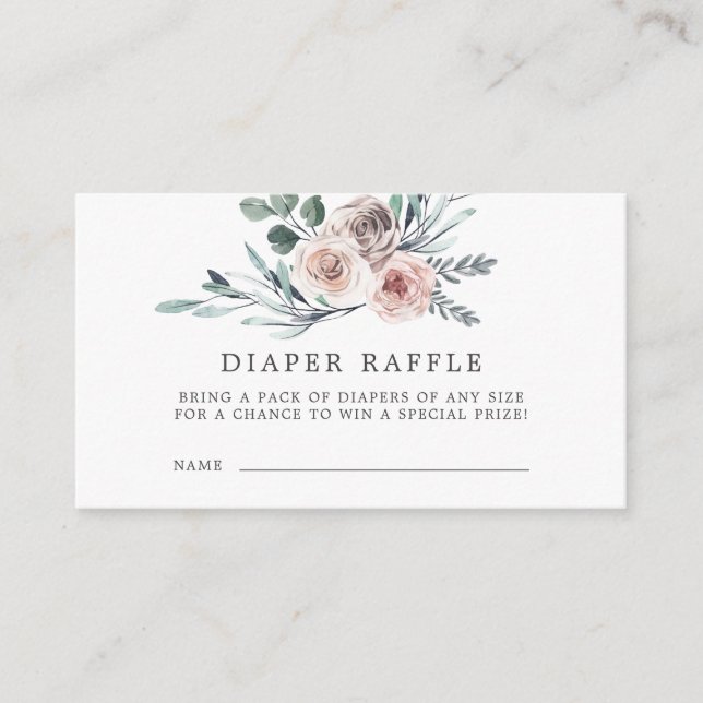 Tarjeta de Baby Shower Boho Rosa Diaper Raffle (Anverso)