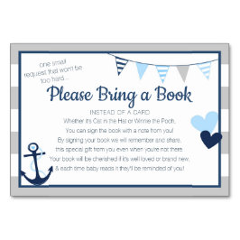 Tarjeta de Baby Shower "Book Request Ahoy Nautical