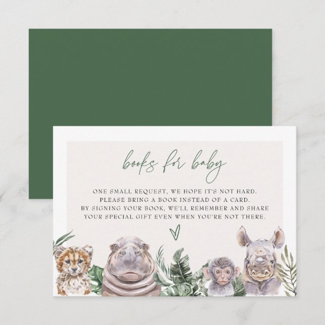 Tarjeta de Baby Shower BRYN Jungle Safari para beb (Anverso / Reverso)