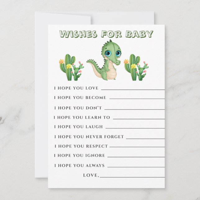 Tarjeta de Baby Shower Cute Alligator Green Wiers (Anverso)