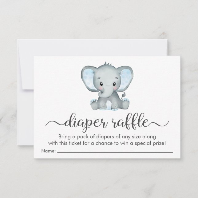 Tarjeta de Baby Shower Cute Elephant Blue Diaper R (Anverso)