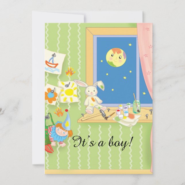 Tarjeta de baby shower de dibujos animados (Anverso)