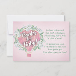 Tarjeta de Baby Shower de globo rosa trae un libro