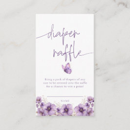 Tarjeta de Baby Shower de morado Butterfly Diaper