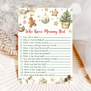 Tarjeta de Baby Shower de Navidad ¿Quién Conoce Me